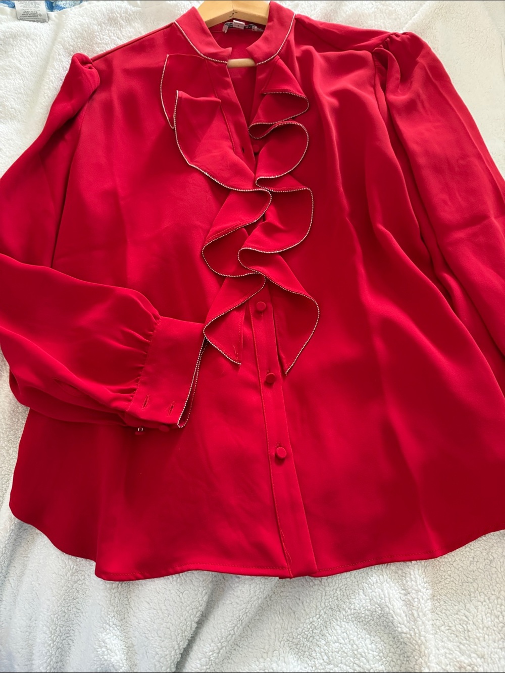 Chico's Red Ruffle-Trim Blouse